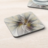 Floral Fractal, Fantasevloer met grondkleuren Bier Onderzetter (Linkerzijde)