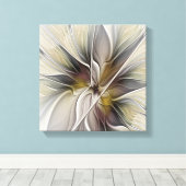 Floral Fractal, Fantasevloer met grondkleuren Canvas Afdruk (Insitu (Houten vloer))