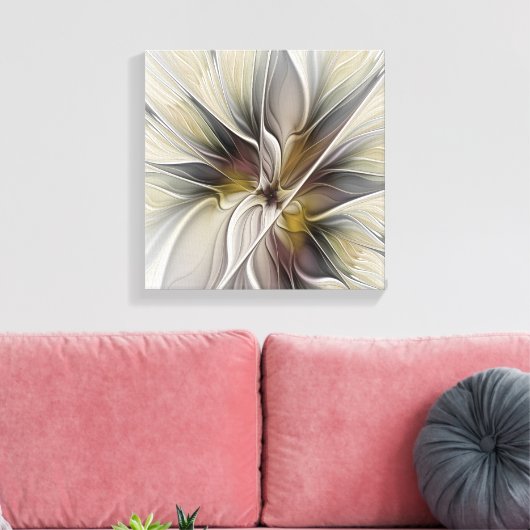 Floral Fractal, Fantasevloer met grondkleuren Canvas Afdruk (Insitu (Woonkamer))