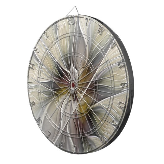 Floral Fractal, Fantasevloer met grondkleuren Dartbord (Voorkant Rechts)