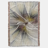 Floral Fractal, Fantasevloer met grondkleuren Deken (Voorkant Verticaal)