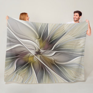 Floral Fractal, Fantasevloer met grondkleuren Fleece Deken