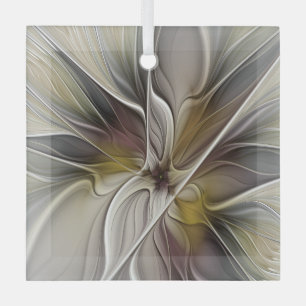 Floral Fractal, Fantasevloer met grondkleuren Glas Ornament