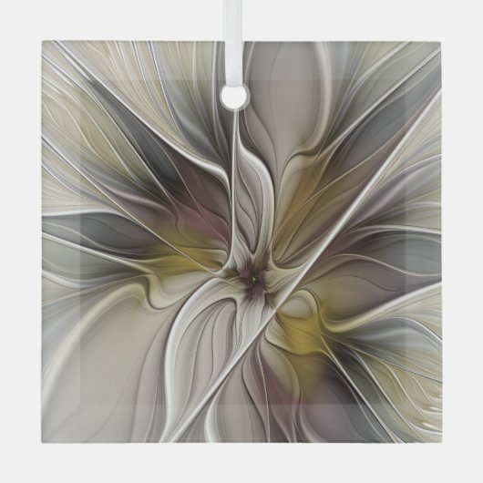 Floral Fractal, Fantasevloer met grondkleuren Glas Ornament (Voorkant)