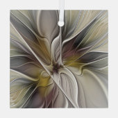Floral Fractal, Fantasevloer met grondkleuren Glas Ornament (Achterkant)