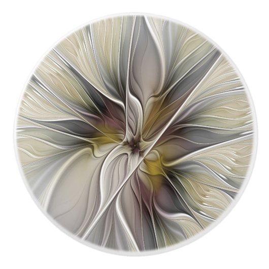 Floral Fractal, Fantasevloer met grondkleuren Keramische Knop (Voorkant)