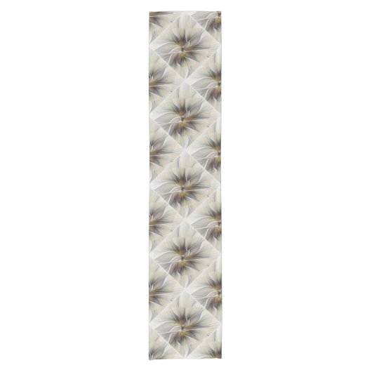 Floral Fractal, Fantasevloer met grondkleuren Korte Tafelloper (Voorkant)