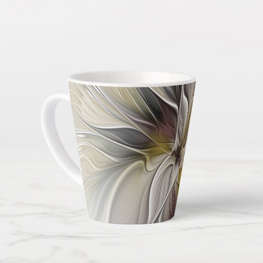Floral Fractal, Fantasevloer met grondkleuren Latte Mok (Linkerhoek)