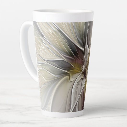 Floral Fractal, Fantasevloer met grondkleuren Latte Mok (Linkerhoek)