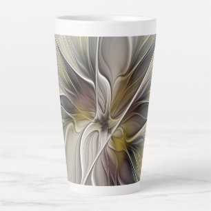 Floral Fractal, Fantasevloer met grondkleuren Latte Mok
