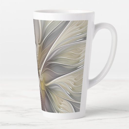 Floral Fractal, Fantasevloer met grondkleuren Latte Mok (Rechts)