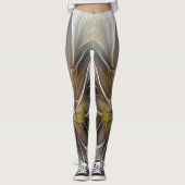 Floral Fractal, Fantasevloer met grondkleuren Leggings (Voorkant)