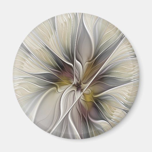 Floral Fractal, Fantasevloer met grondkleuren Magneet (Voorkant)