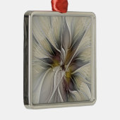 Floral Fractal, Fantasevloer met grondkleuren Metalen Ornament (Rechts)