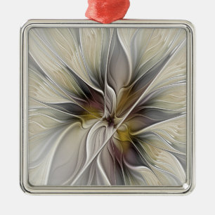 Floral Fractal, Fantasevloer met grondkleuren Metalen Ornament