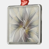 Floral Fractal, Fantasevloer met grondkleuren Metalen Ornament (Links)