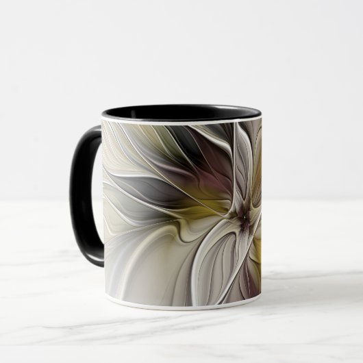 Floral Fractal, Fantasevloer met grondkleuren Mok (Voorkant links)