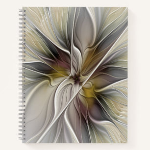 Floral Fractal, Fantasevloer met grondkleuren Notitieboek