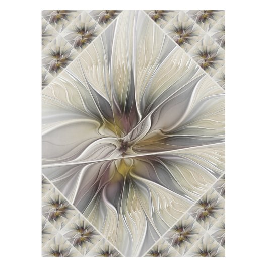 Floral Fractal, Fantasevloer met grondkleuren Tafelkleed (Voorkant)