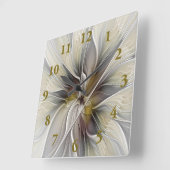 Floral Fractal, Fantasevloer met grondkleuren Vierkante Klok (Hoek)