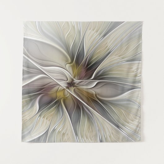 Floral Fractal, Fantasevloer met grondkleuren Wandkleed (Voorkant (horizontaal))