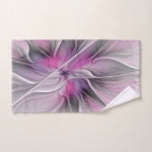 Floral Fractal Modern Abstract Bloemroze grijs Bad Handdoek (Handdoek)