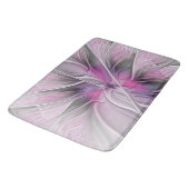 Floral Fractal Modern Abstract Bloemroze grijs Badmat (Gekanteld)