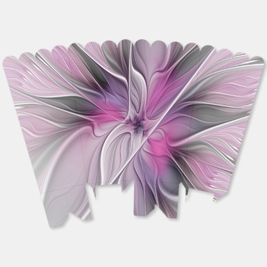 Floral Fractal Modern Abstract Bloemroze grijs Bedankdoosjes (Ongevouwen)