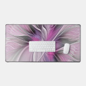 Floral Fractal Modern Abstract Bloemroze grijs Bureaumat (Keyboard & Muis)