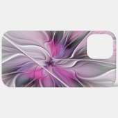 Floral Fractal Modern Abstract Bloemroze grijs Case-Mate iPhone Case (Achterkant (horizontaal))