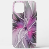 Floral Fractal Modern Abstract Bloemroze grijs Case-Mate iPhone Case (Achterkant)