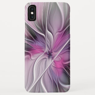 Floral Fractal Modern Abstract Bloemroze grijs Case-Mate iPhone Case