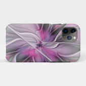 Floral Fractal Modern Abstract Bloemroze grijs Case-Mate iPhone Case (Achterkant (horizontaal))