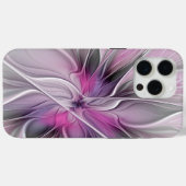 Floral Fractal Modern Abstract Bloemroze grijs Case-Mate iPhone Case (Achterkant (horizontaal))