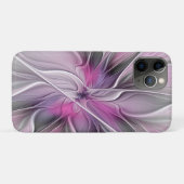 Floral Fractal Modern Abstract Bloemroze grijs Case-Mate iPhone Case (Achterkant (horizontaal))