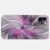 Floral Fractal Modern Abstract Bloemroze grijs Case-Mate iPhone Case (Achterkant (horizontaal))