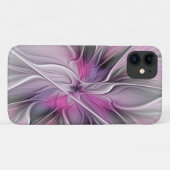 Floral Fractal Modern Abstract Bloemroze grijs Case-Mate iPhone Case (Achterkant (horizontaal))