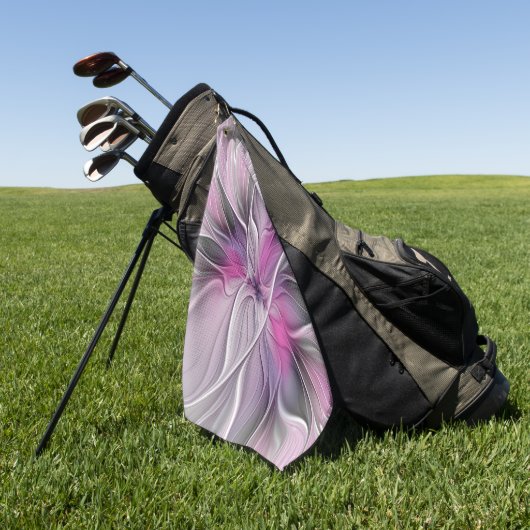 Floral Fractal Modern Abstract Bloemroze grijs Golfhanddoek (Groen)