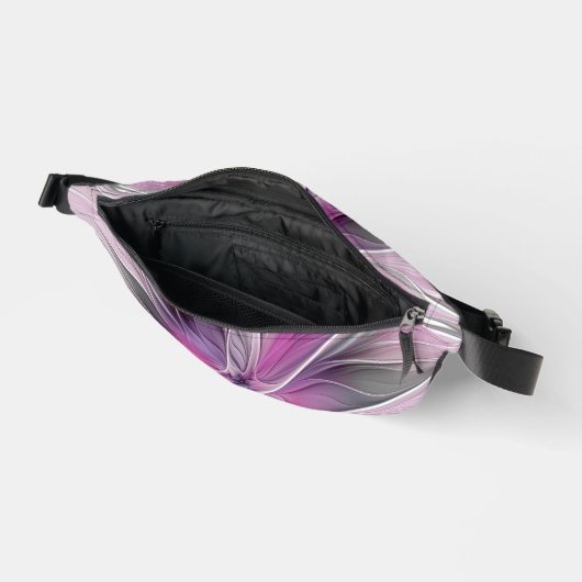 Floral Fractal Modern Abstract Bloemroze grijs Heuptasje (Open)