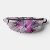 Floral Fractal Modern Abstract Bloemroze grijs Heuptasje (Liggend)