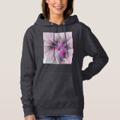 Floral Fractal Modern Abstract Bloemroze grijs Hoodie (Voorkant)