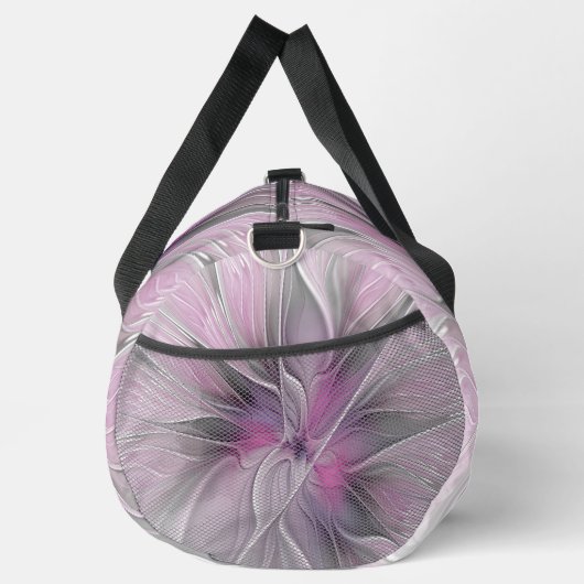 Floral Fractal Modern Abstract Bloemroze grijs Plunjezak (Rechts)