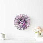 Floral Fractal Modern Abstract Bloemroze grijs Ronde Klok (Huis)