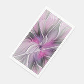 Floral Fractal Modern Abstract Bloemroze grijs Servet (Hoek)