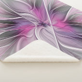 Floral Fractal Modern Abstract Bloemroze grijs Sherpa Deken (3/4)