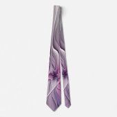 Floral Fractal Modern Abstract Bloemroze grijs Stropdas (Voorkant)