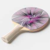 Floral Fractal Modern Abstract Bloemroze grijs Tafeltennisbatje (Voorkant Gekanteld)