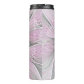 Floral Fractal Modern Abstract Bloemroze grijs Thermosbeker (Achterkant)
