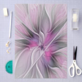 Floral Fractal Modern Abstract Bloemroze grijs Tissuepapier (Craft)