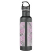 Floral Fractal Modern Abstract Bloemroze grijs Waterfles (Achterkant)